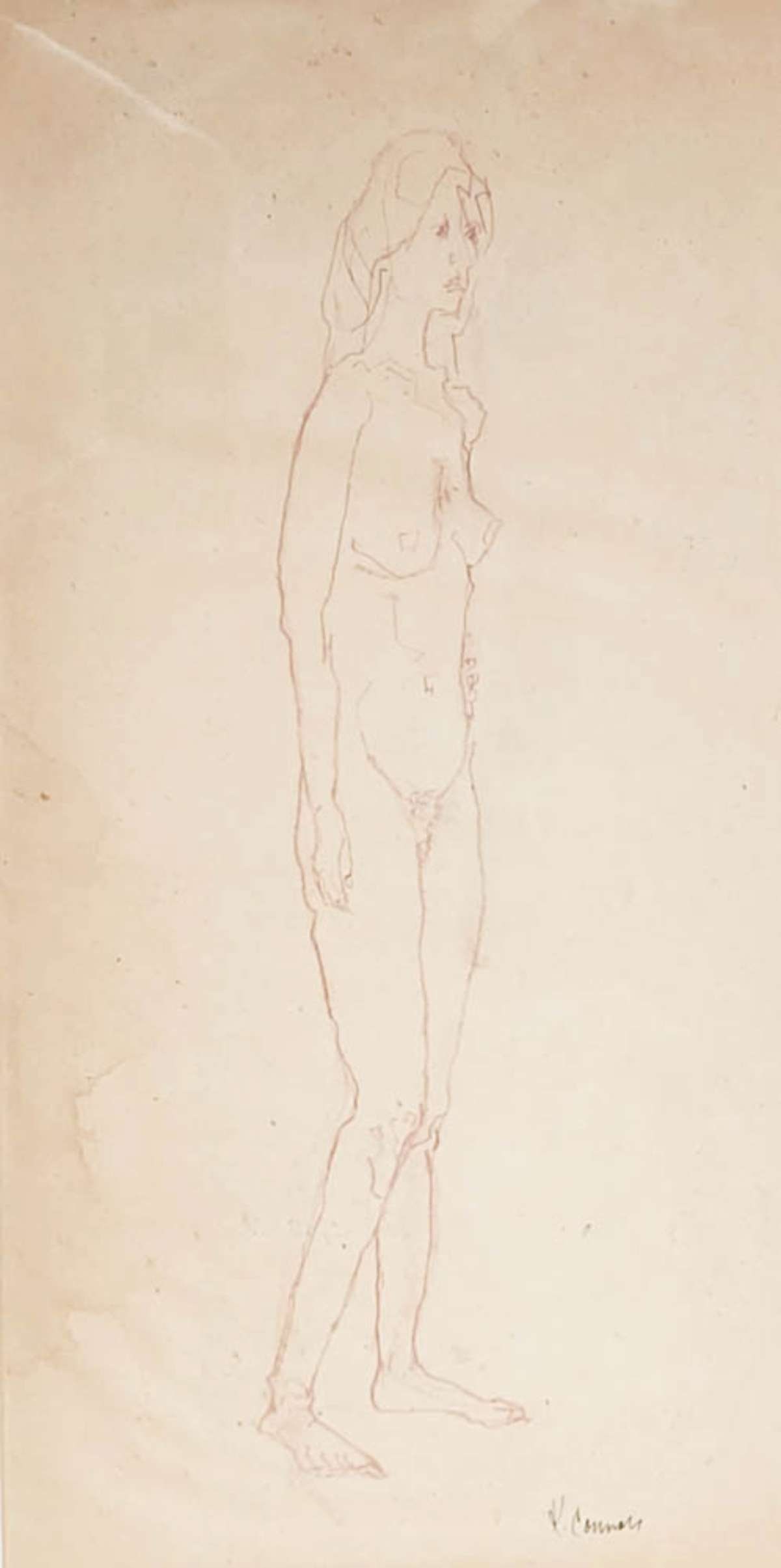 vintage framed nude portrait drawing (1 of 7)