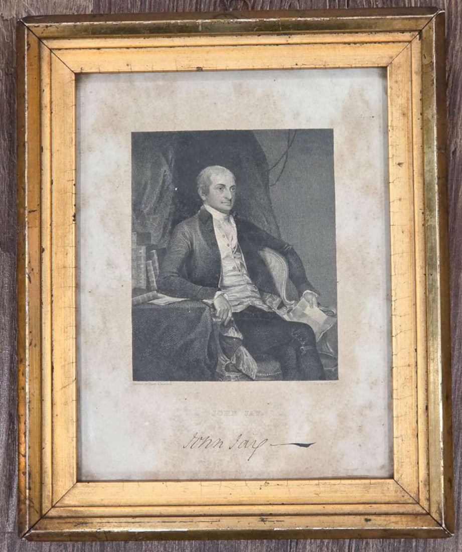 RARE antique engraving John Jay (1 of 7)
