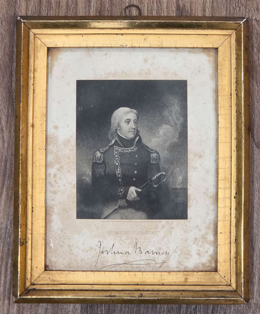 RARE antique engraving Joshua Barney (1 of 7)