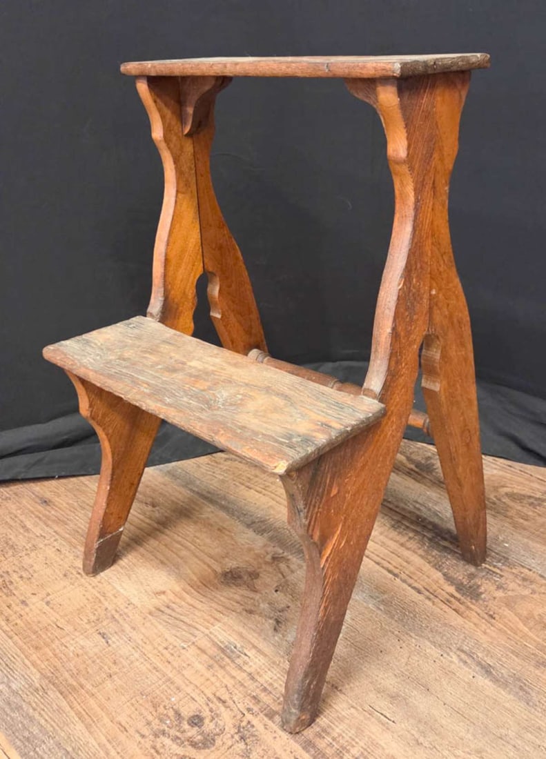 antique Regency library step stool - 2