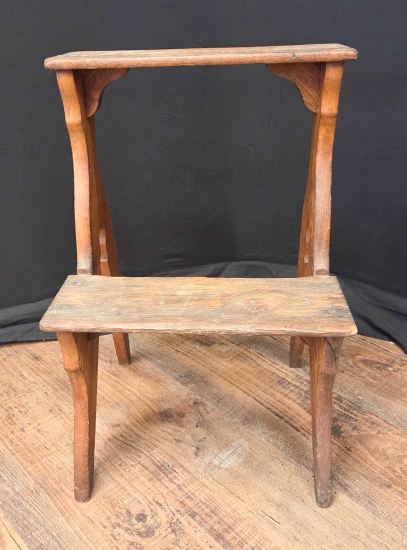 antique Regency library step stool - 3