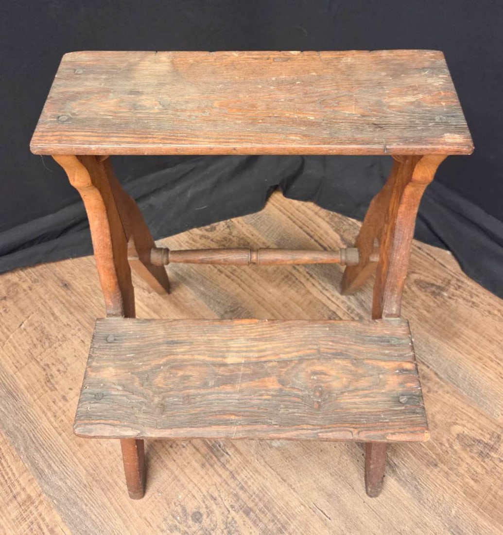 antique Regency library step stool - 4
