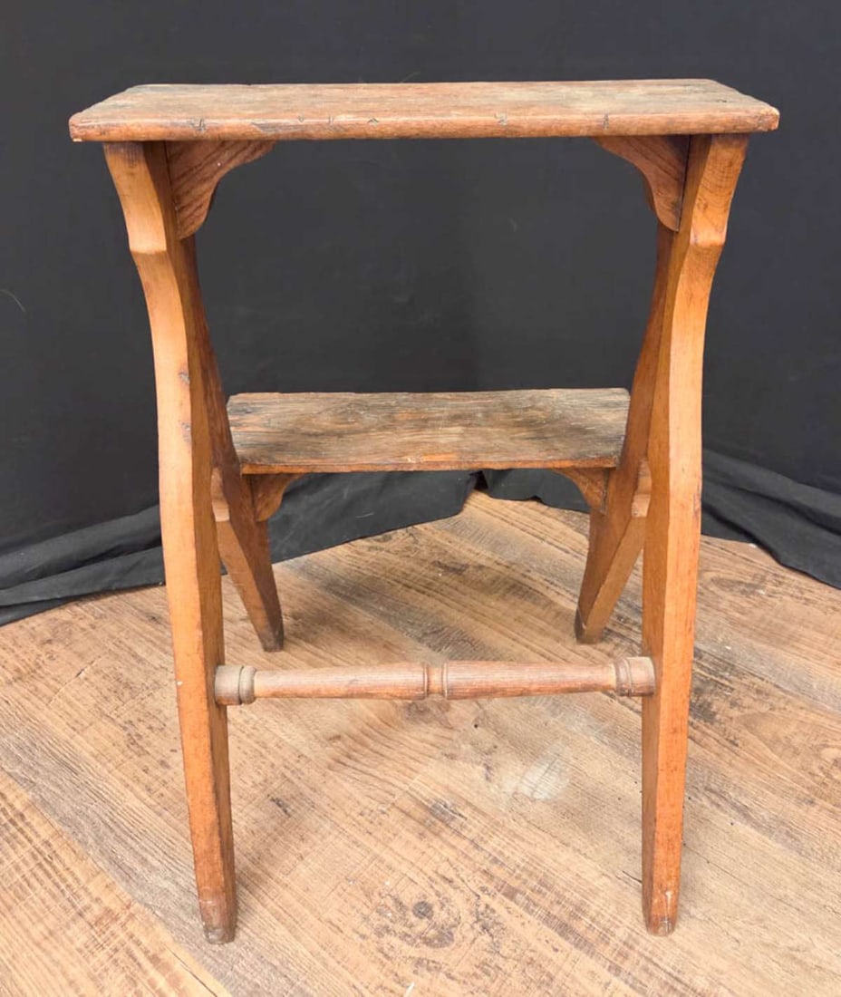 antique Regency library step stool - 6