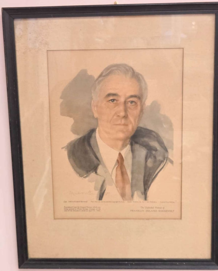 vintage framed President FDR Roosevelt portrait (1 of 7)