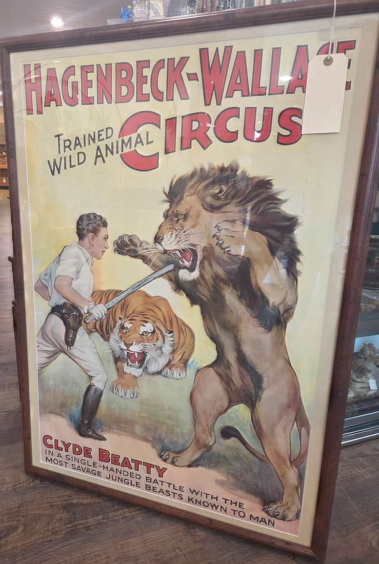 large vintage circus poster in frame (1 of 15)