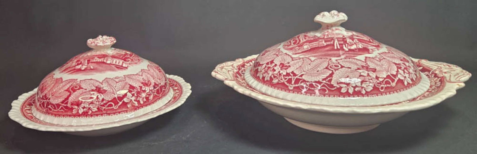 pair English ironstone transferware covered dishes (1 of 10)