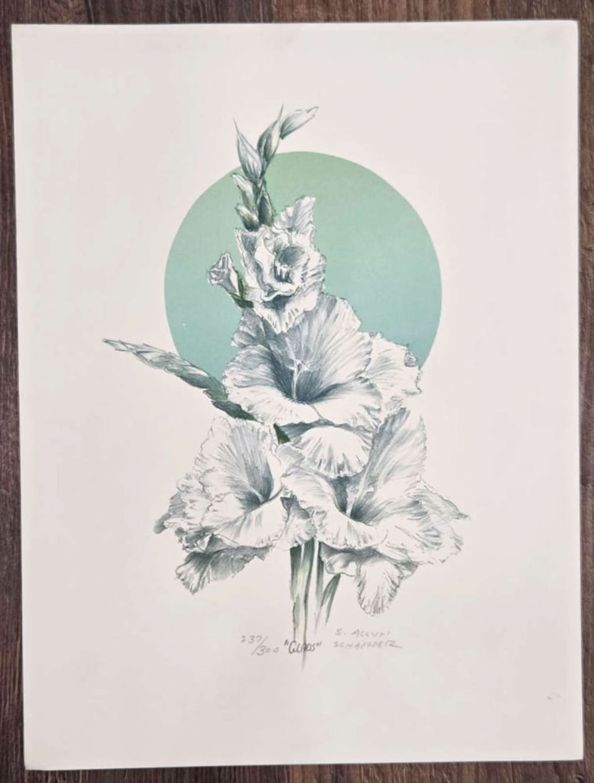 limited edition floral lithograph by listed artist (1 of 5)