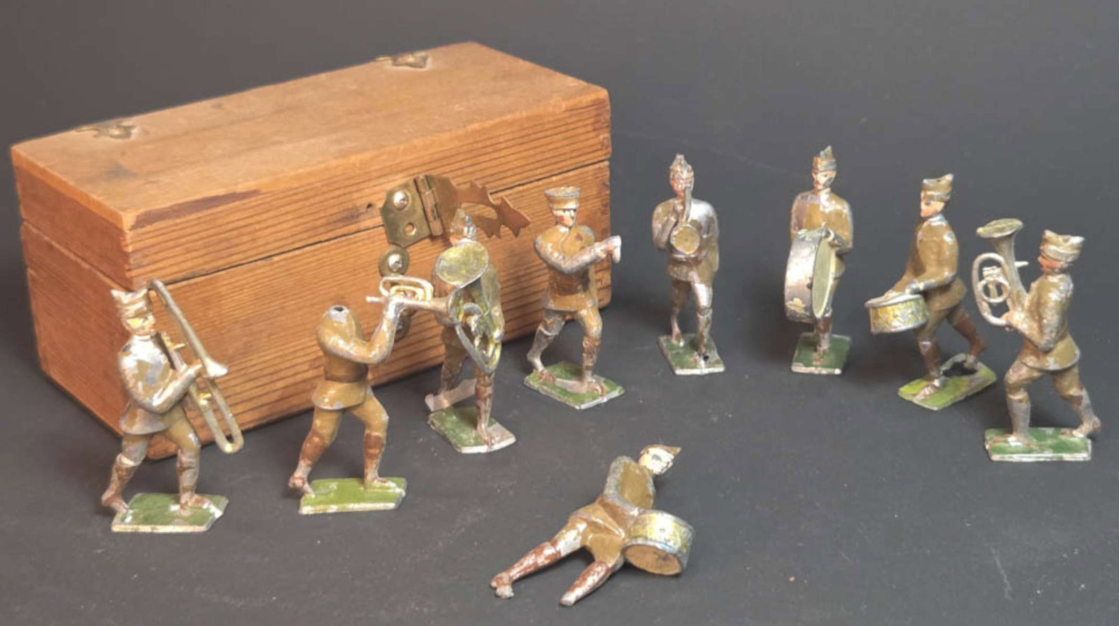 antique toy soldiers in wooden box (1 of 7)