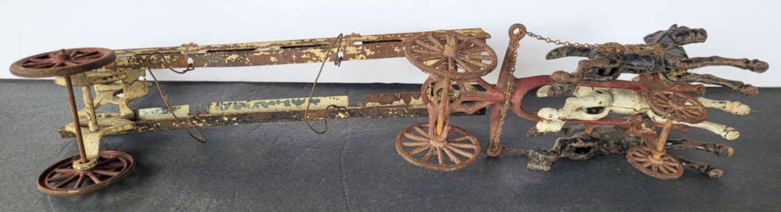 RARE antique Wilkins firetruck and horses toy - 13