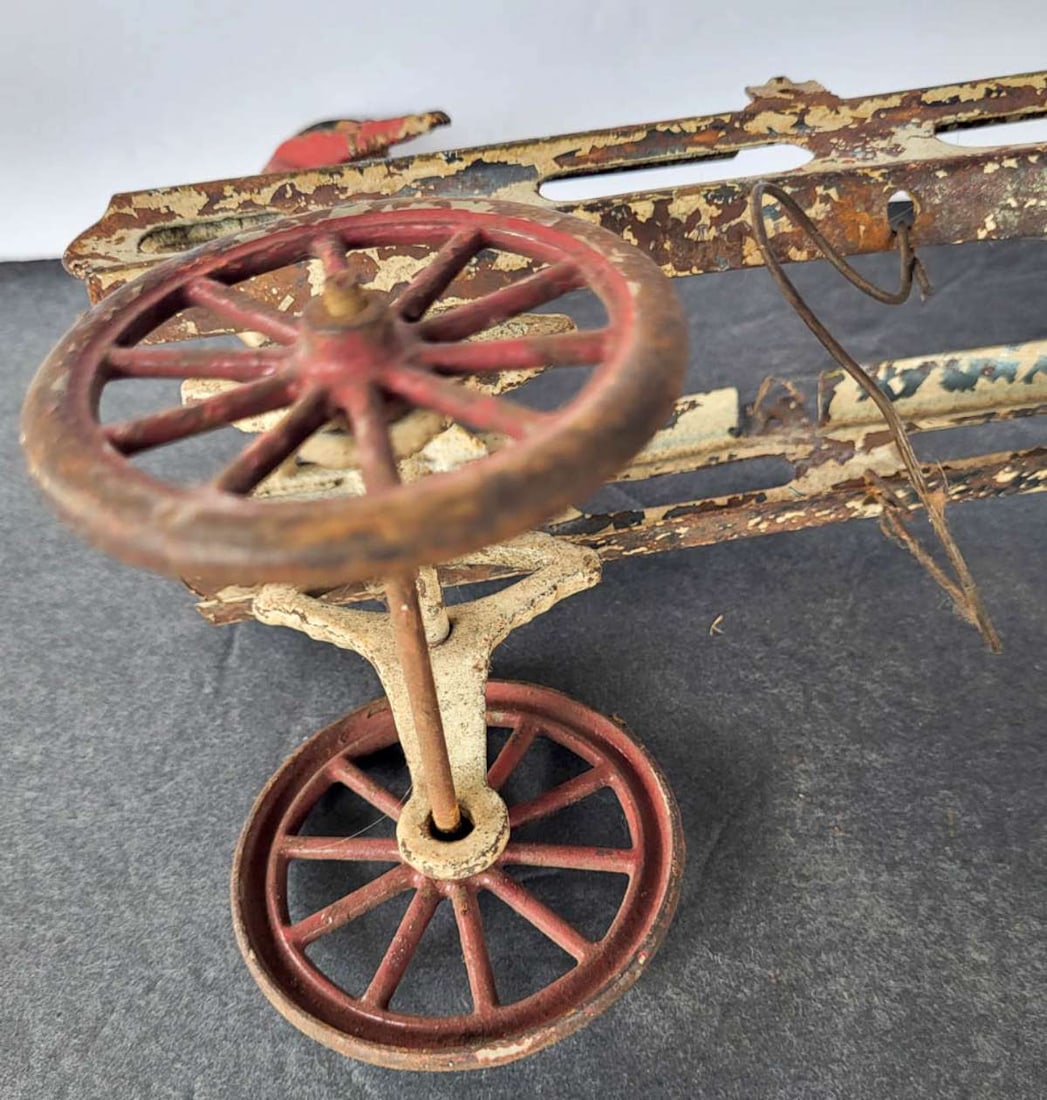 RARE antique Wilkins firetruck and horses toy - 14