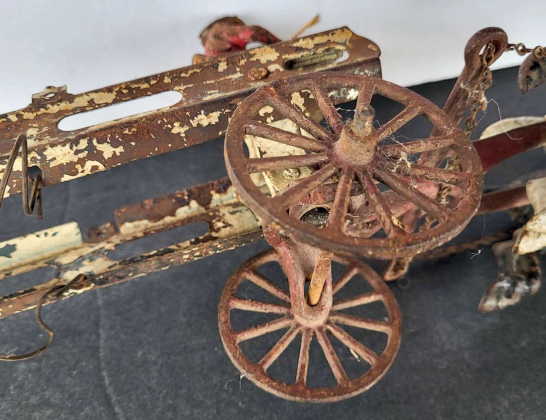 RARE antique Wilkins firetruck and horses toy - 15
