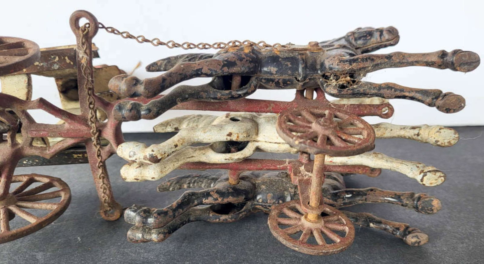 RARE antique Wilkins firetruck and horses toy - 16
