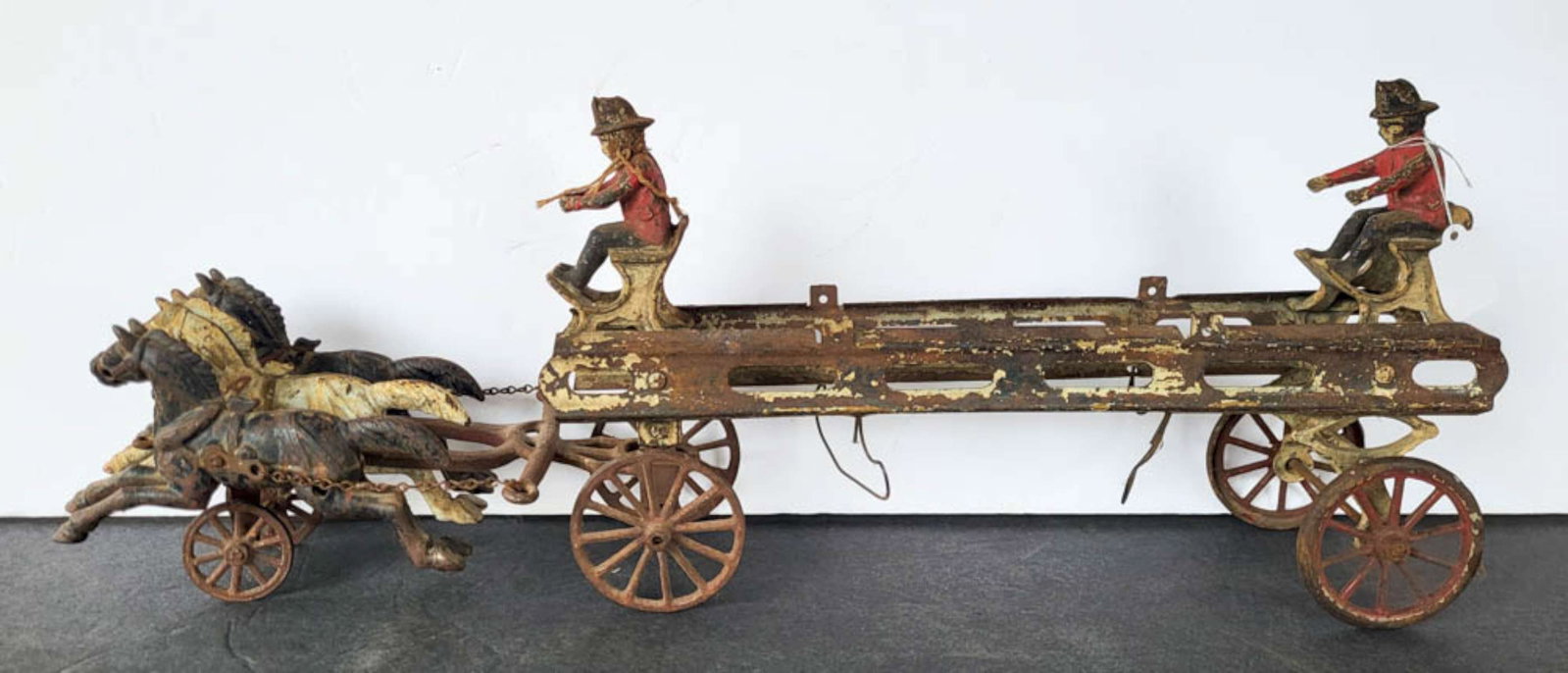 RARE antique Wilkins firetruck and horses toy - 5