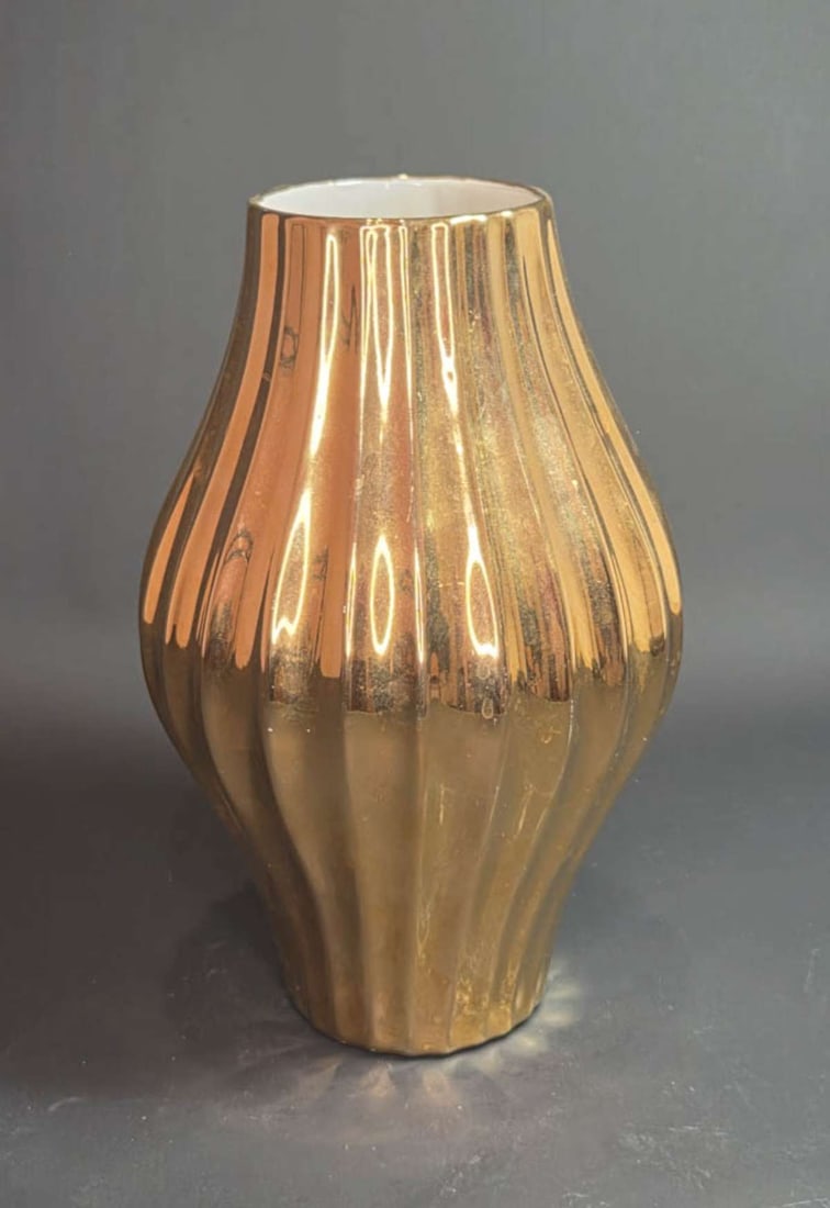 vintage Jonathan Adler metallic gold vase (1 of 6)