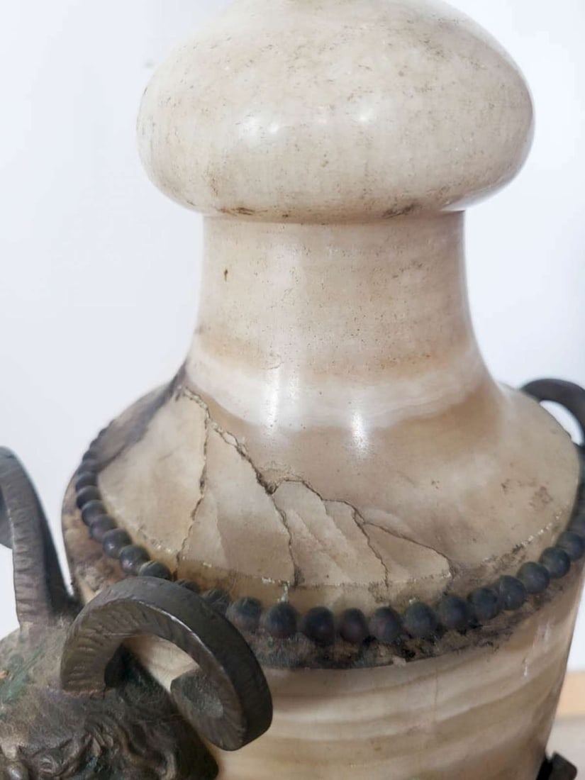antique marble DEVIL design table lamp - 11