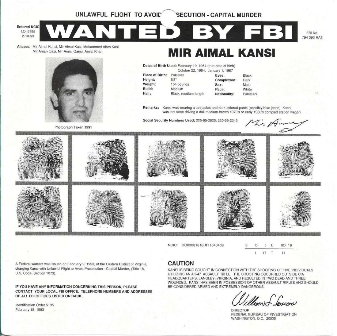 FBI wanted poster for Pakistani criminal (1 of 2)