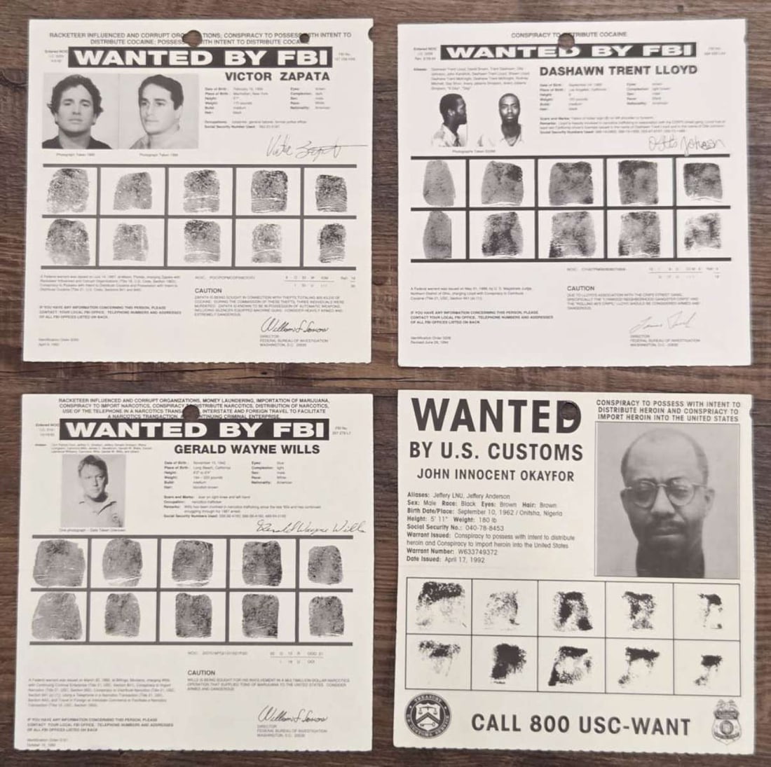 four original FBI wanted posters DRUGS (1 of 17)