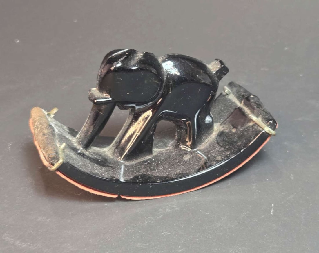 vintage Art Deco elephant desk item: vintage or antique Art Deco period black animal shaped ink blotter shaped like an elephant about 4" long overall