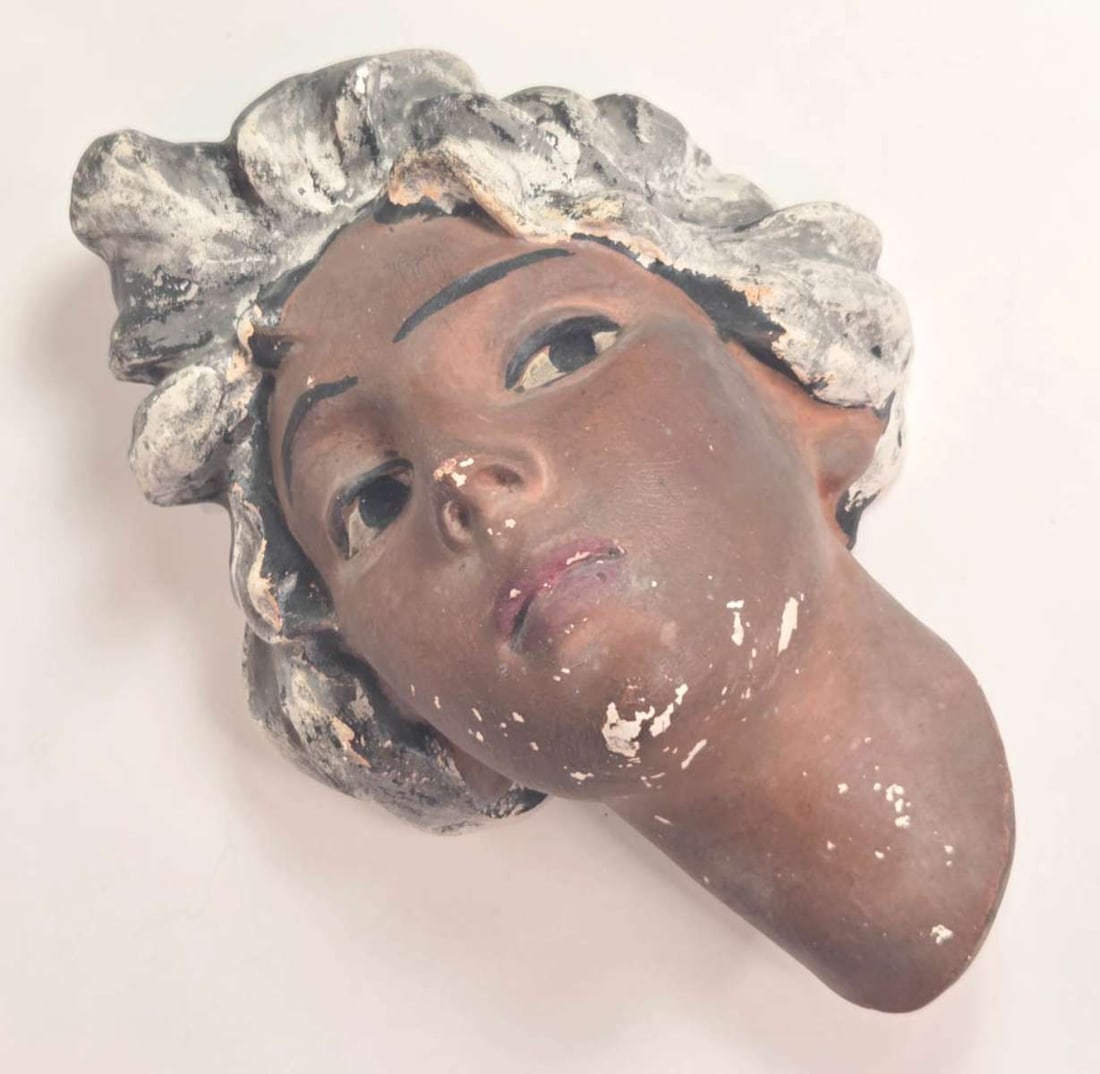 antique Orientalist wall hung female head (1 of 9)