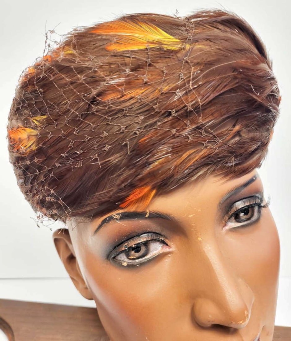 antique Flapper Era feather hat - 2
