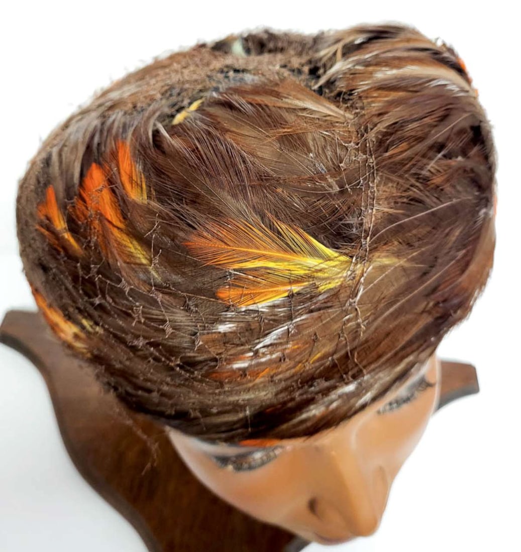 antique Flapper Era feather hat - 3