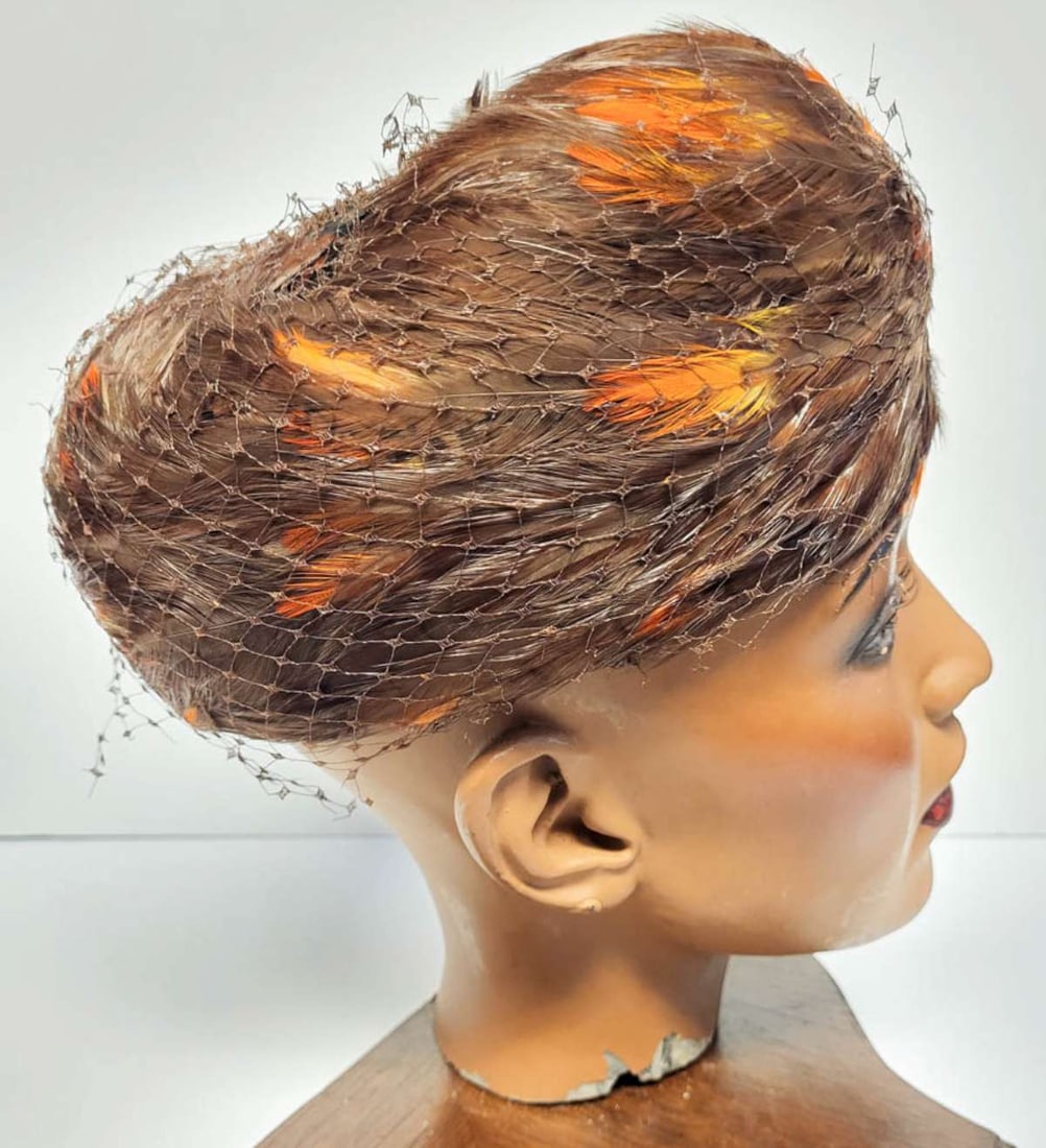 antique Flapper Era feather hat - 4