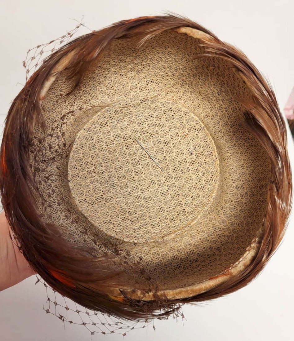 antique Flapper Era feather hat - 6