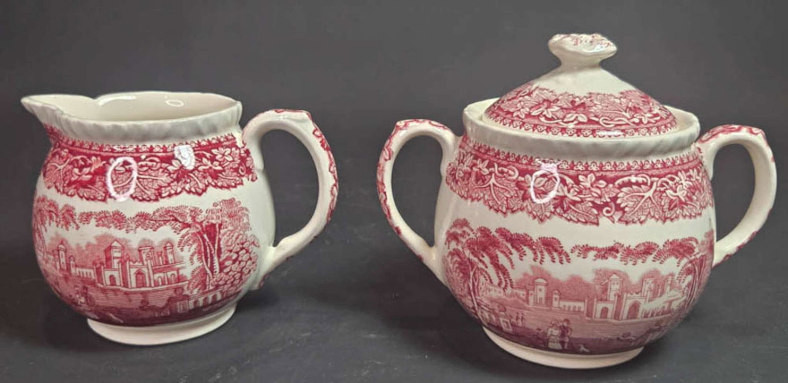 pair English ironstone transferware sugar and creamer (1 of 7)