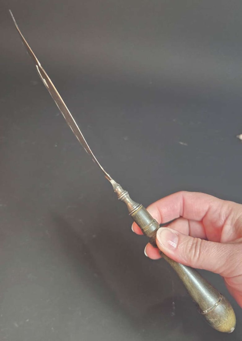 long antique silver plated serving spoon - 8