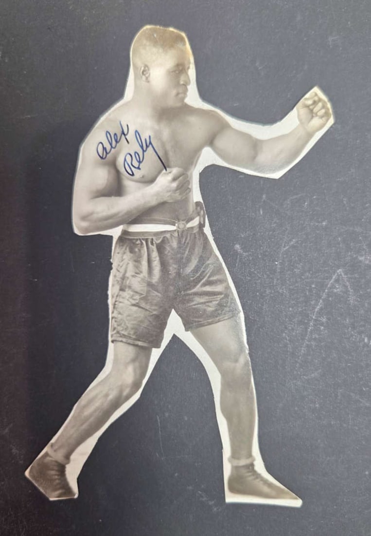 antique publicity photograph Black pugilist: antique cut-out photograph with pen and ink autograph or signature Alex Rely, but see all pictures and judge for yourself, no COA about 5 1/2" high Info from online search: "Alex