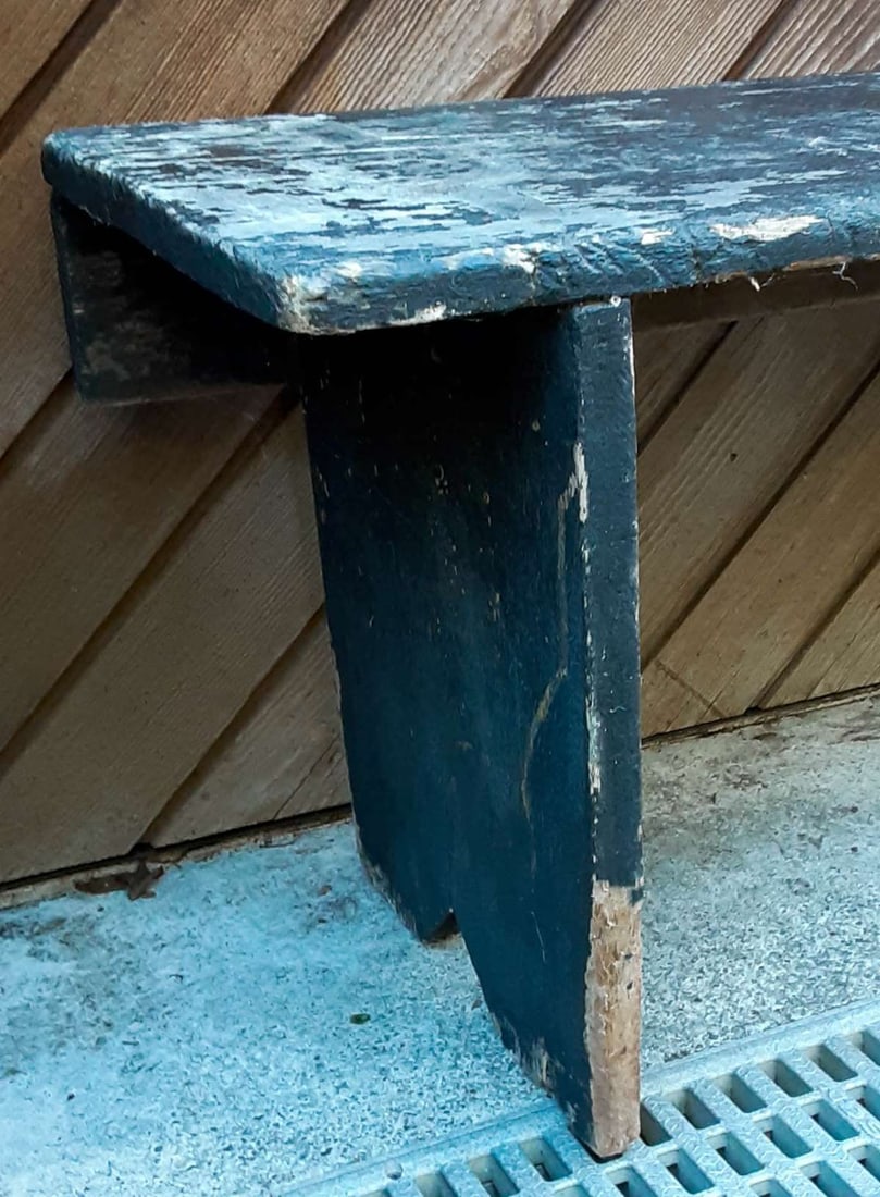 antique black Primitive bench - 5