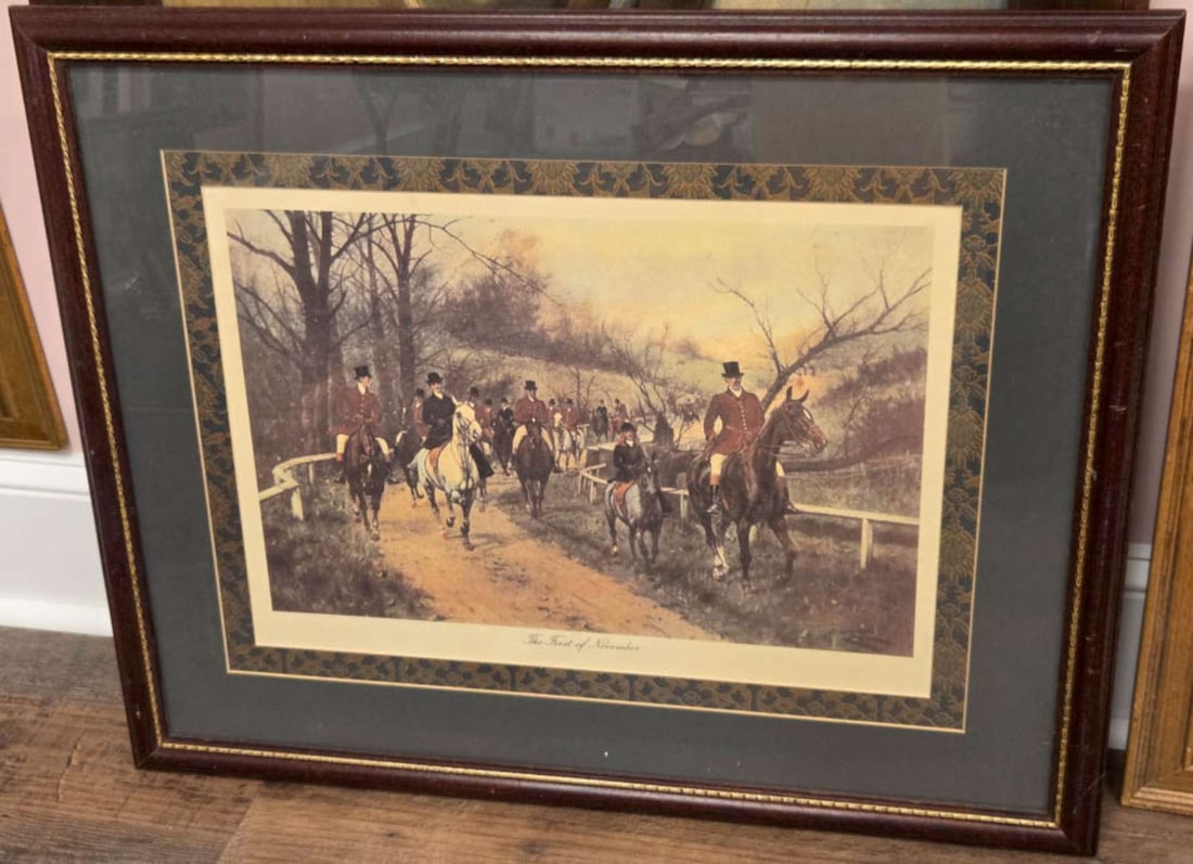 vintage framed English fox hunting print (1 of 7)