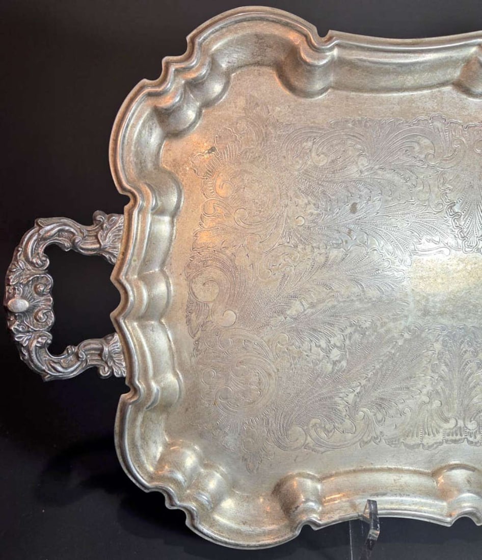 antique silver plated serving tray - 2