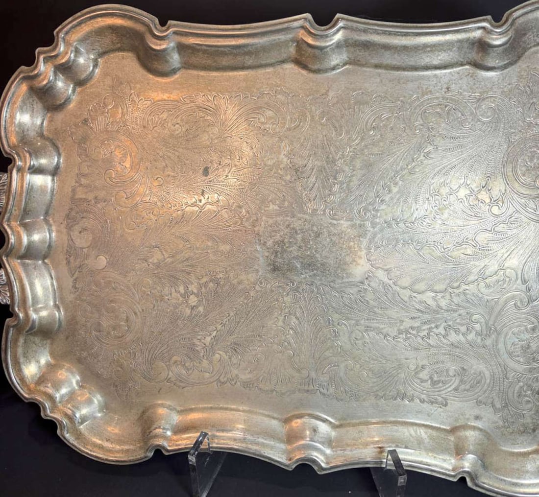 antique silver plated serving tray - 3