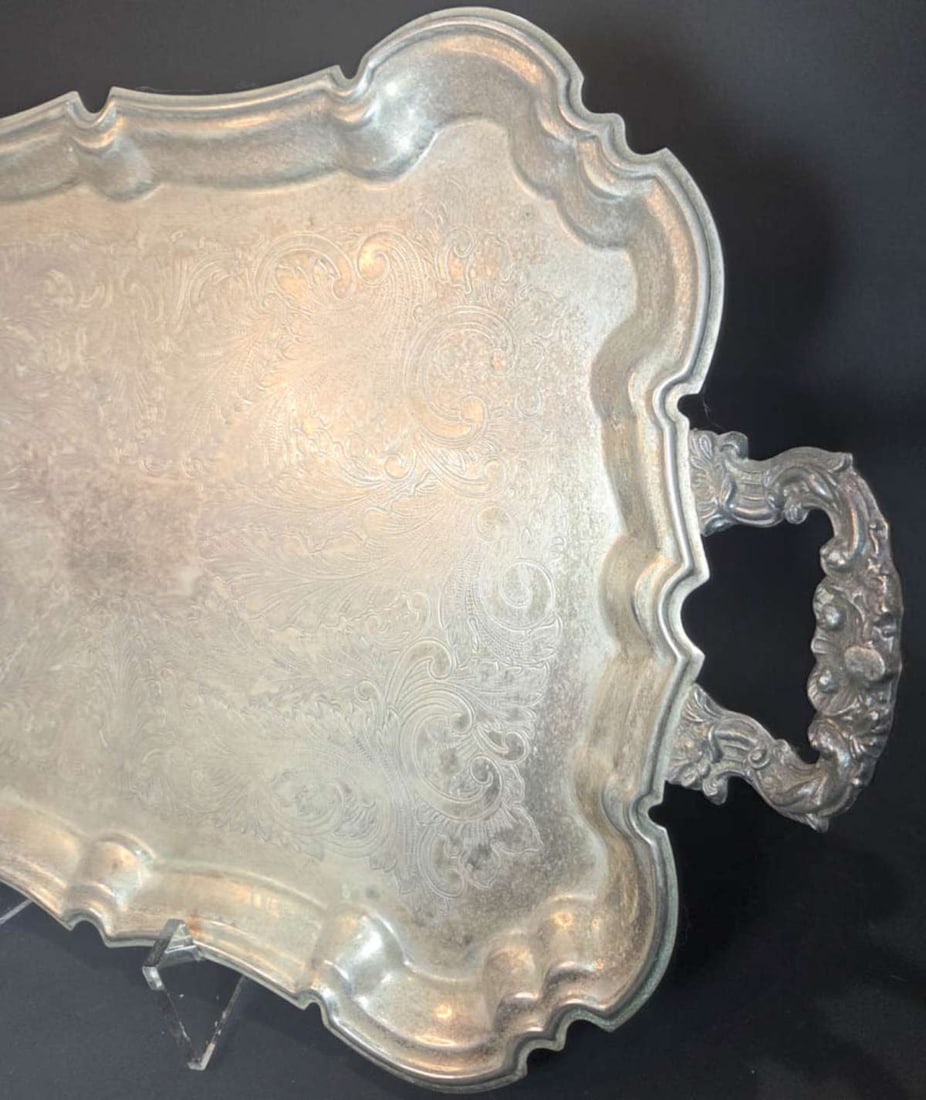 antique silver plated serving tray - 4