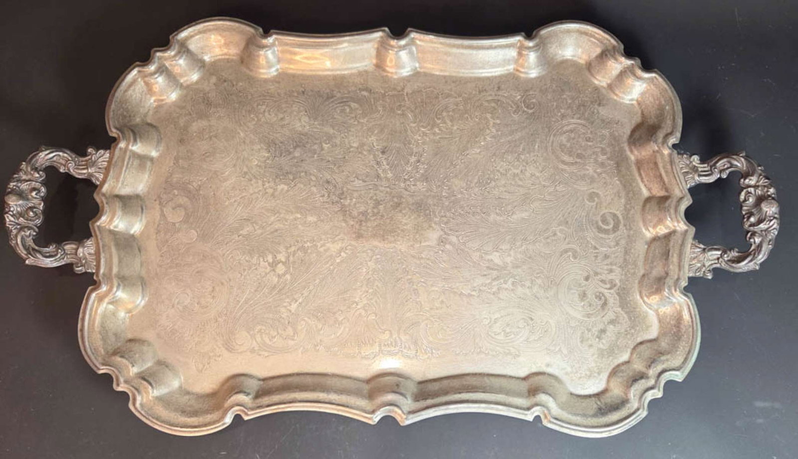 antique silver plated serving tray - 5