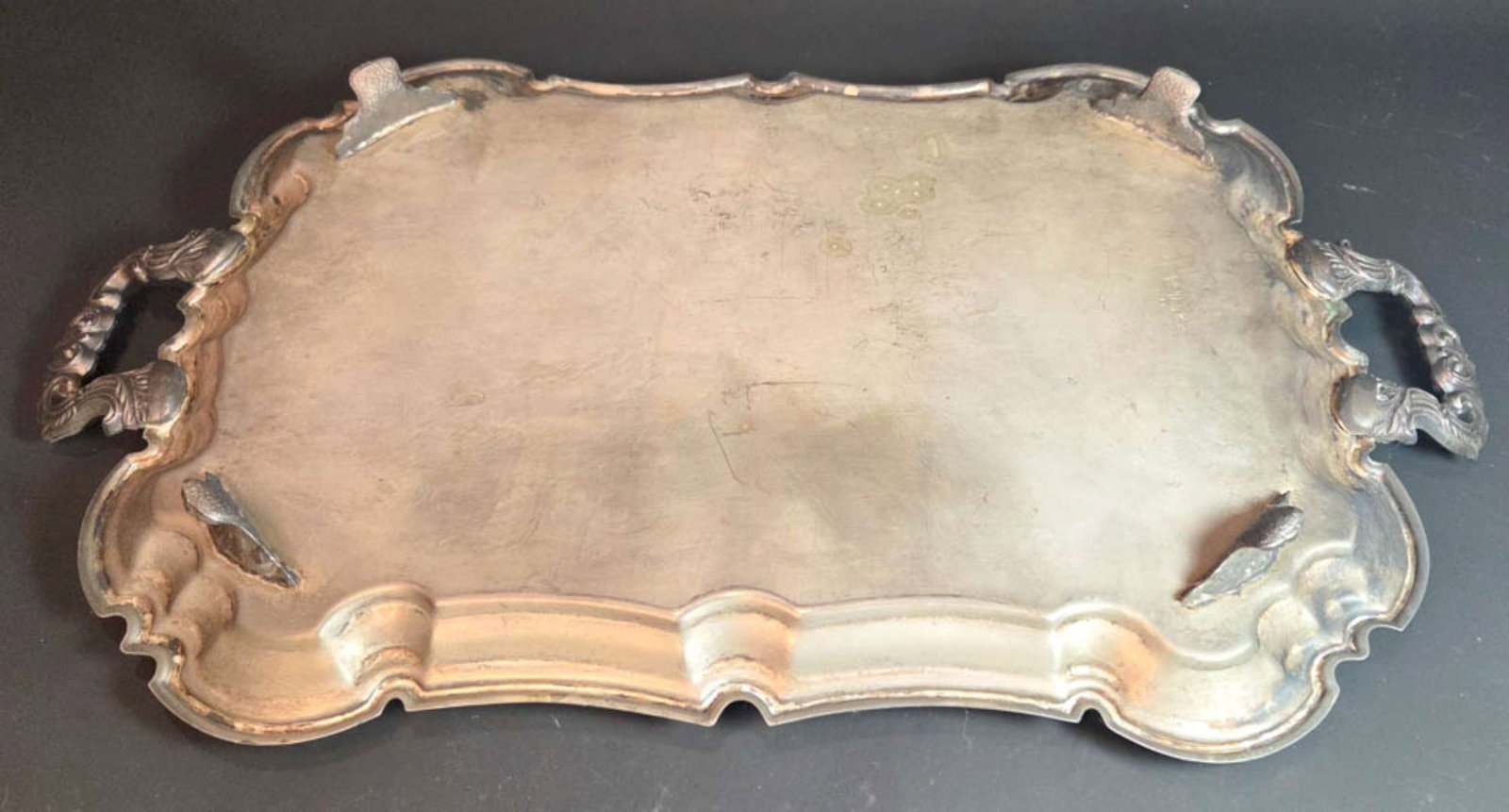 antique silver plated serving tray - 6