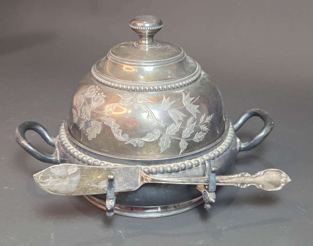 antique silver plated butter dish (1 of 10)