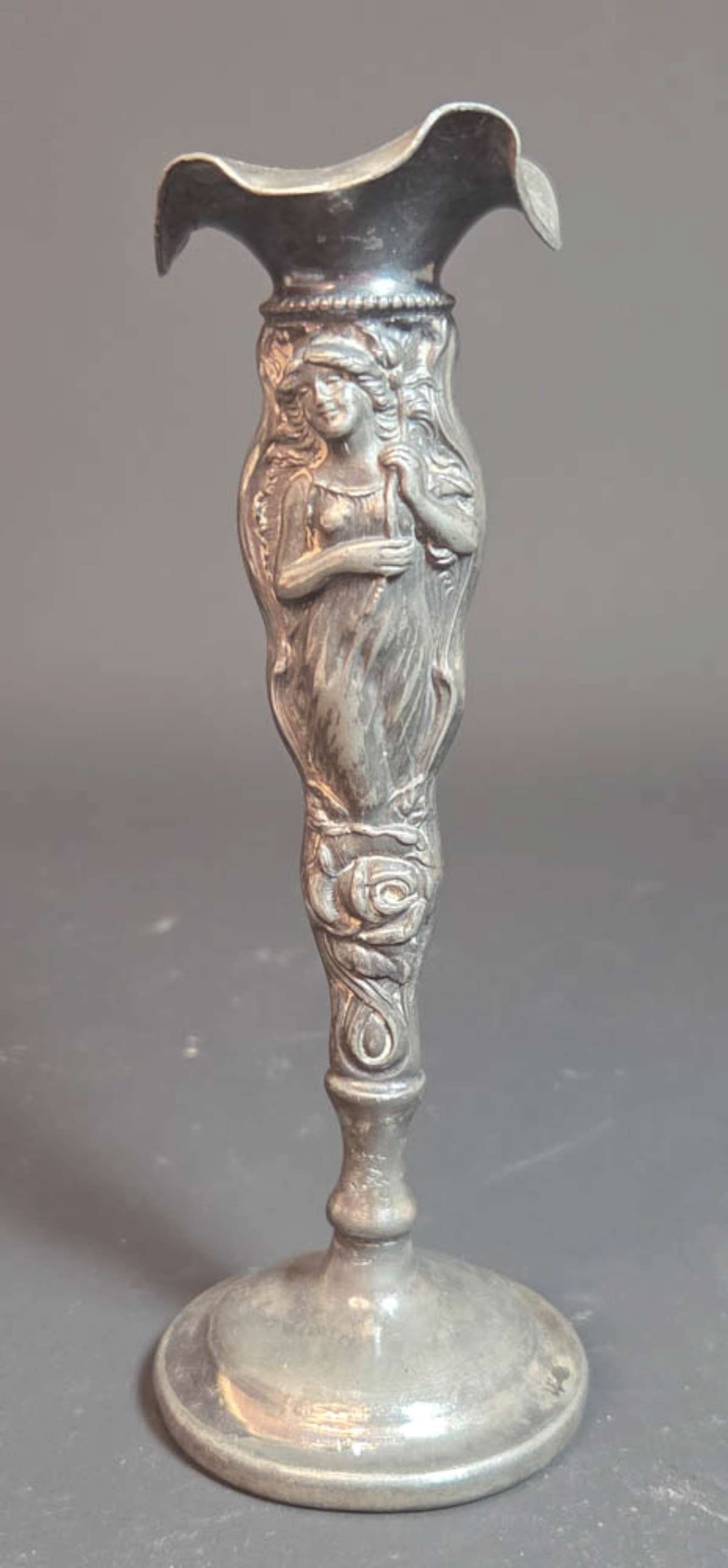antique Art Nouveau silver plated bud vase (1 of 8)