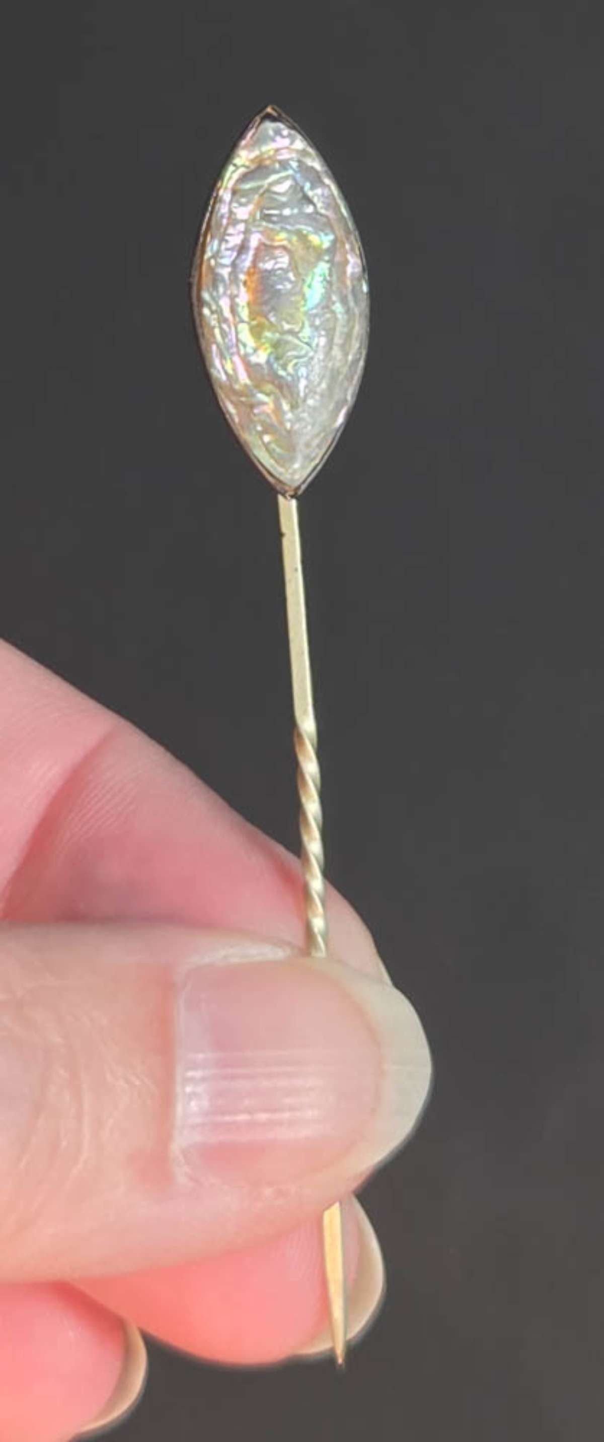 antique silver Abalone hat pin (1 of 7)