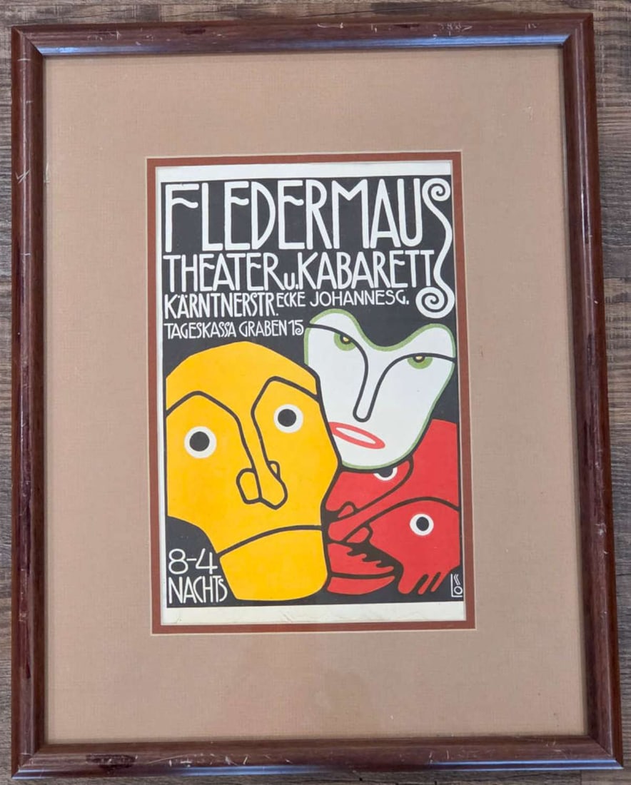antique Austrian theater print Cabaret Fledermaus (1 of 8)