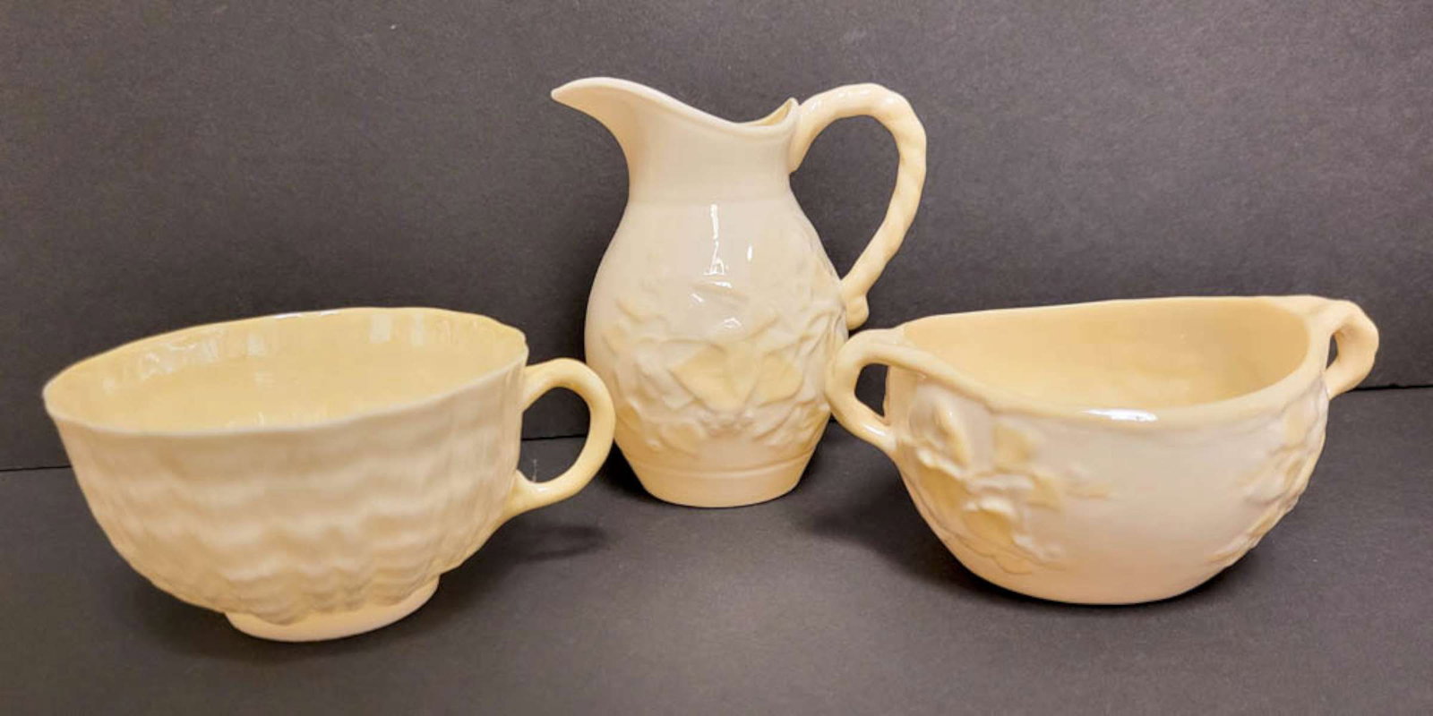 antique set Belleek yellow luster (1 of 11)