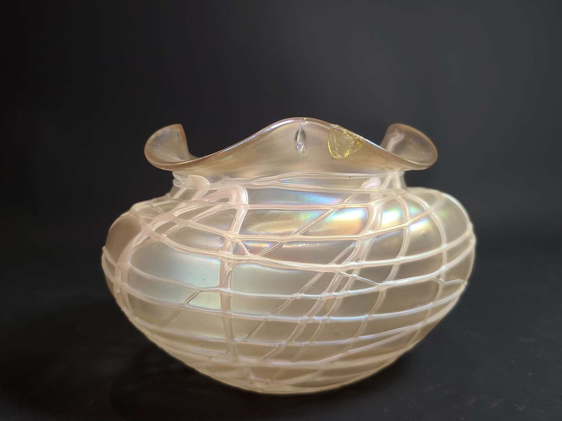 antique Art Glass iridescent glass vase (1 of 9)