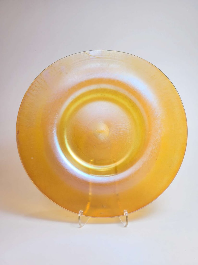 antique Art Glass iridescent glass plate (1 of 7)