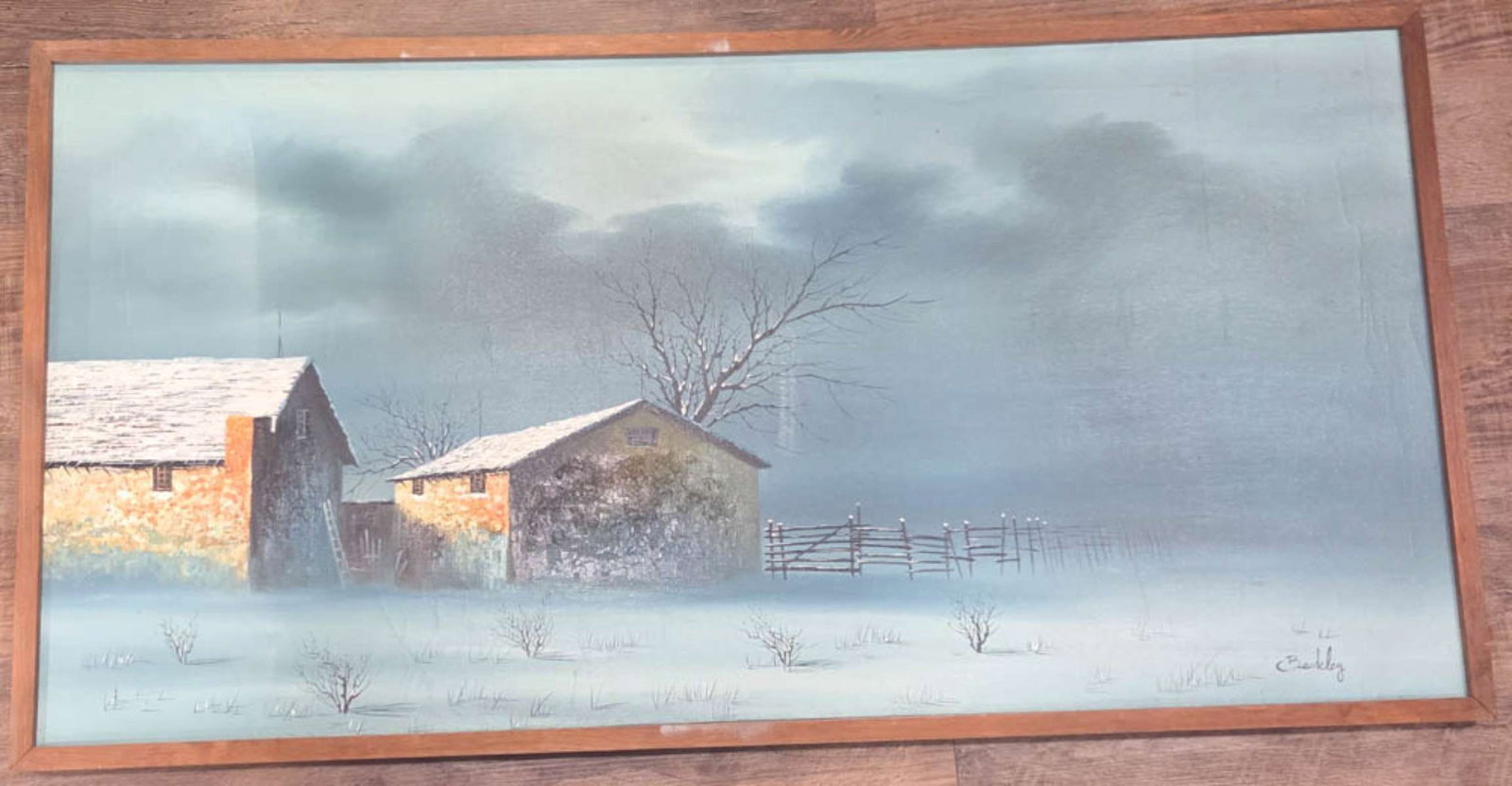 vintage snowy landscape painting (1 of 9)