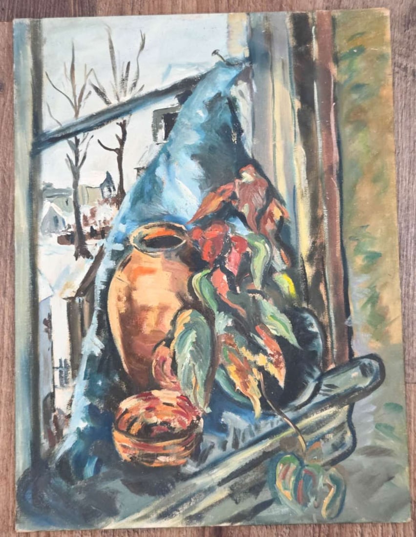 vintage Folk Art still life painting (1 of 6)