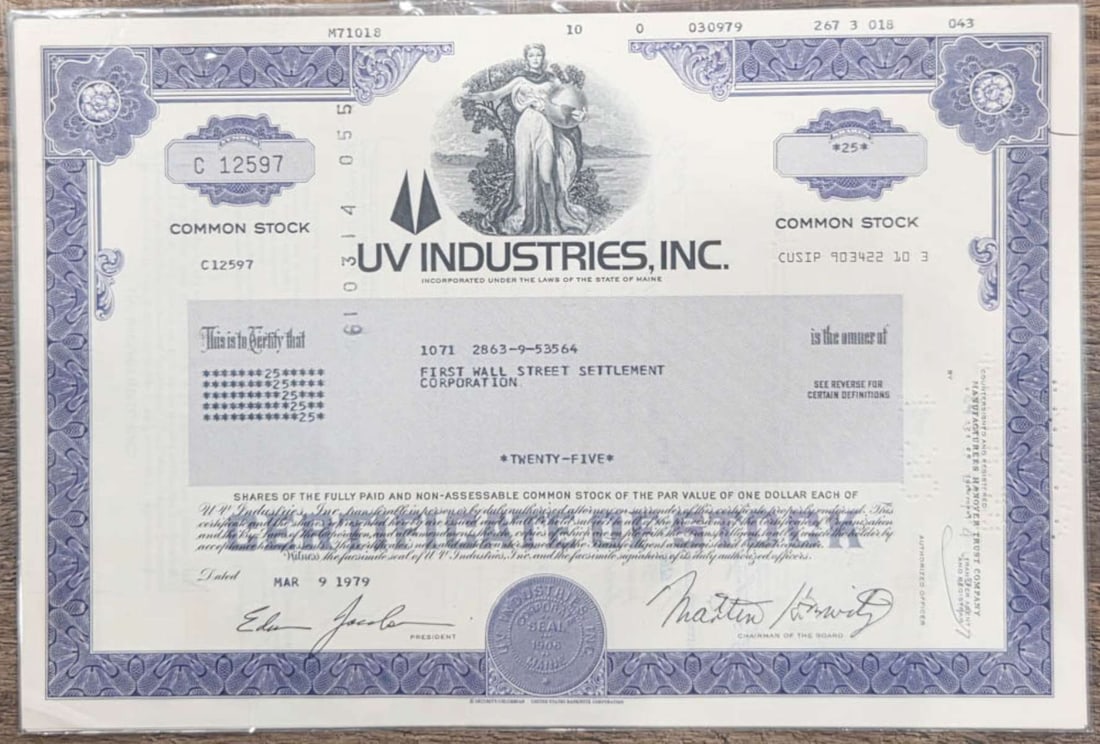PAIR 1979 stock certificates Industry (1 of 6)