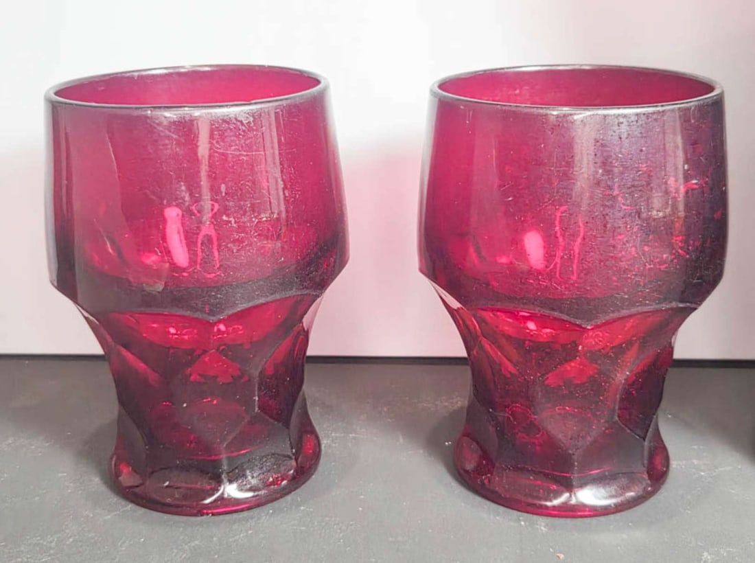 MCM Anchor Hocking Georgian Ruby glassware - 2