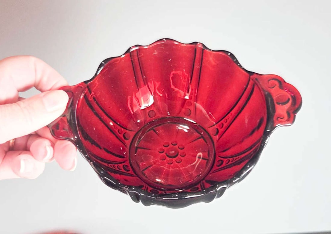pair MCM Anchor Hocking Royal Red Ruby dishes - 2