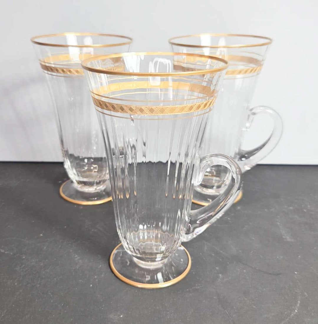 antique Fostoria Cascade gold rim crystal glasses (1 of 6)